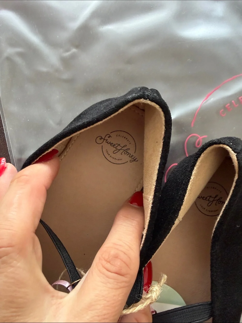 SweetHoney Black Bow Ballet Flats for Girls size 1Y